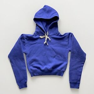 J.Crew Heritage Fleece Cropped Hoodie Women's XXS Blue Pullover Sweatshirt